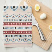 Linge De Cuisine Aztec Blue Red Black Cream Mixte Motifs Motif (Quart Plié)
