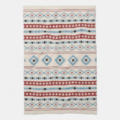 Linge De Cuisine Aztec Blue Red Black Cream Mixte Motifs Motif (Vertical)