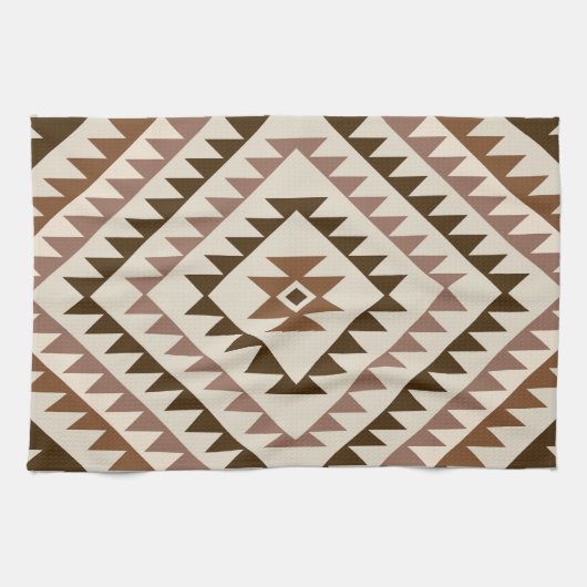 Linge De Cuisine Aztec Diamond Motif Design Browns+Cream (Horizontal)