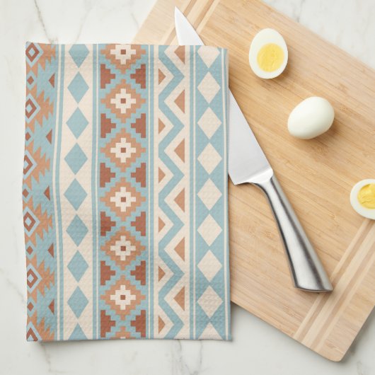 Linge De Cuisine Aztec Essence Ptn IIIb Blue Cream Terracottas (Quart Plié)