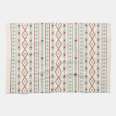 Linge De Cuisine Aztec Formes Motif rouille crème Turquoise (Horizontal)