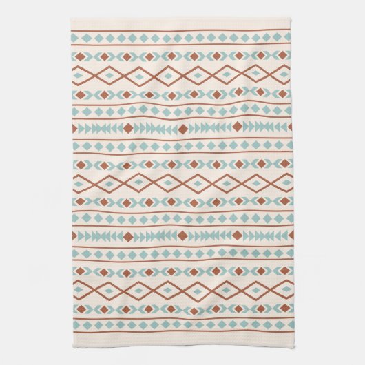 Linge De Cuisine Aztec Formes Motif rouille crème Turquoise (Vertical)