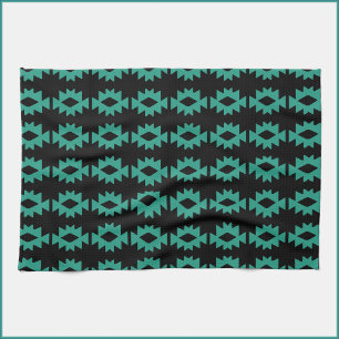 Linge De Cuisine Aztec Inspecred Turquoise and Black Kitchen Towel