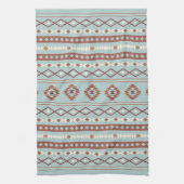 Linge De Cuisine Aztec Mixte Motif Motif Rusts Crème Bleu (Vertical)