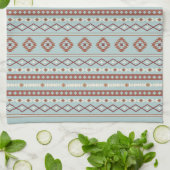 Linge De Cuisine Aztec Mixte Motif Rpt Motif Rusts Crème Bleu (Plié)