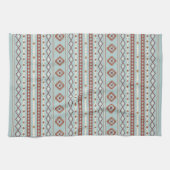 Linge De Cuisine Aztec Mixte Motif Rpt Motif Rusts Crème Bleu (Horizontal)
