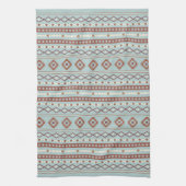 Linge De Cuisine Aztec Mixte Motif Rpt Motif Rusts Crème Bleu (Vertical)