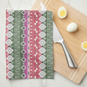 Linge De Cuisine Aztec pattern, stripes. (Quart Plié)