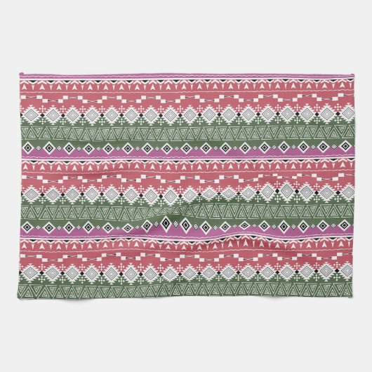 Linge De Cuisine Aztec pattern, stripes. (Horizontal)
