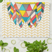 Linge De Cuisine Aztec Tribal Moderne Chouette Illustration Serviet (Plié)