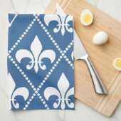 Linge De Cuisine Azure Fleur de Lis avec monogramme initial (Quart Plié)