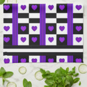 Linge De Cuisine B&W Purple Hearts Beating (Plié)