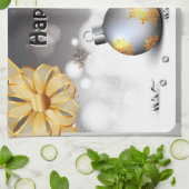 Linge De Cuisine Babioles argentées grises de vacances d'or (Plié)