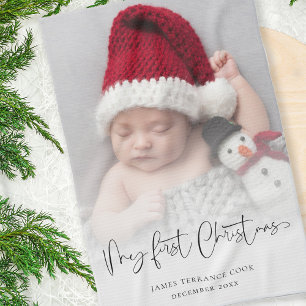 Linge De Cuisine Baby 1er Noël Photo Overlay Script Nom Année