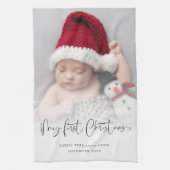 Linge De Cuisine Baby 1er Noël Photo Overlay Script Nom Année (Vertical)