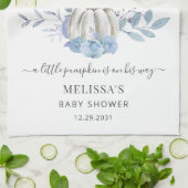 Linge De Cuisine Baby shower Courge Fleurie Bleu Poussière (Plié)