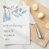 Linge De Cuisine Baby shower Courge Fleurie Bleu Poussière (Quart Plié)