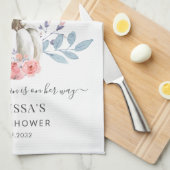 Linge De Cuisine Baby Shower Fille Fleur Rose Citrouille (Quart Plié)