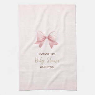 Linge De Cuisine Baby Shower Points de Roseau à l'aquarelle Rose