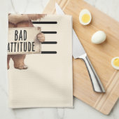 Linge De Cuisine Bad Attitude Chat Mugshot - Drôle Feline Design (Quart Plié)