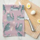 Linge De Cuisine Bad Grey Tabby Chats Frapper Tout (Quart Plié)
