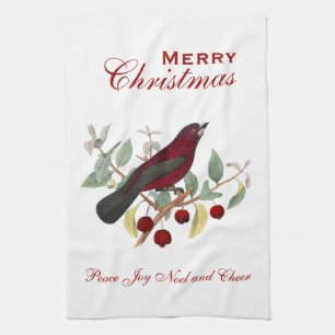 Linge De Cuisine Baie rouge d'oiseau de Noël et acclamation de Noe