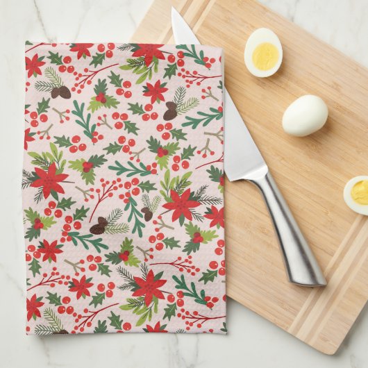 Linge De Cuisine Baies de Noël (Quart Plié)