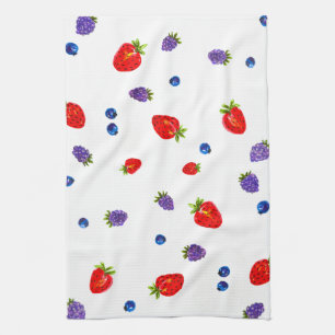 Linge De Cuisine Baies d'été lumineuses aquarelle