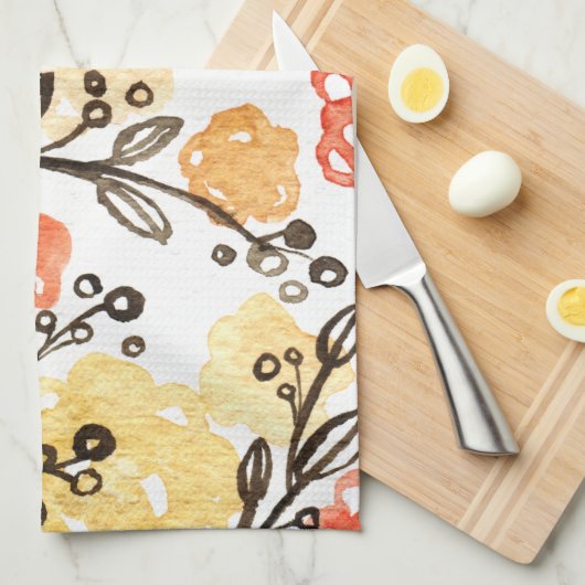 Linge De Cuisine Baies et fleurs (Quart Plié)