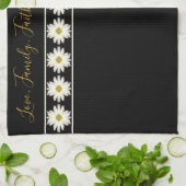 Linge De Cuisine Baise blanche noire conçue (Plié)