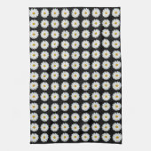 Linge De Cuisine Baise blanche sur motif floral noir (Vertical)