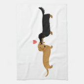 Linge De Cuisine Baiser de teckel avec cœur (Vertical)