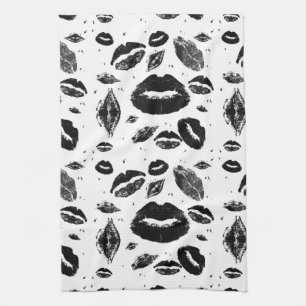 Linge De Cuisine Baisers partout (noir et blanc)
