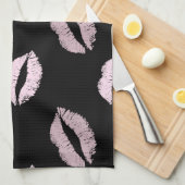 Linge De Cuisine Baisers Rose Argenté (Quart Plié)
