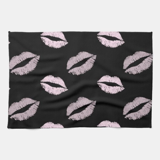 Linge De Cuisine Baisers Rose Argenté (Horizontal)