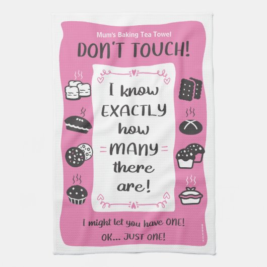 Linge De Cuisine Baker's Tea Towel Gran, Dad, Mum, Gift (Pink)  (Vertical)