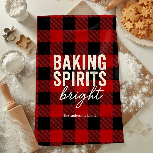 Linge De Cuisine Baking Spirits Bright Buffalo Plaid Christmas