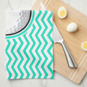 Linge De Cuisine Bal de golf; Aqua Green Chevron (Quart Plié)