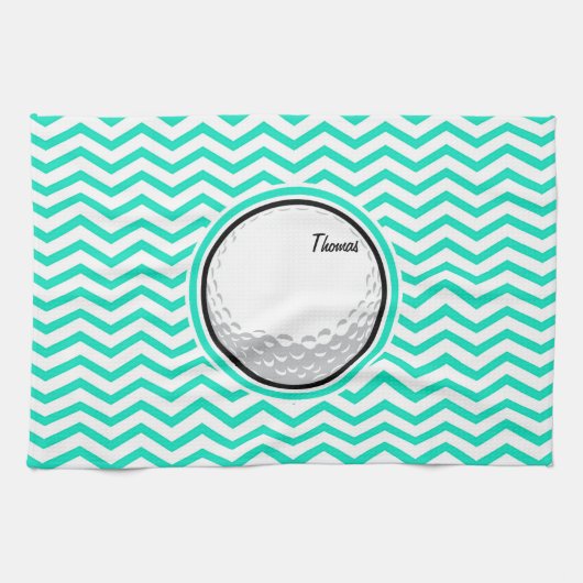 Linge De Cuisine Bal de golf; Aqua Green Chevron (Horizontal)
