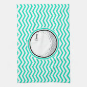 Linge De Cuisine Bal de golf; Aqua Green Chevron (Vertical)