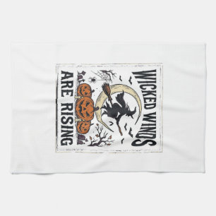 Linge De Cuisine Balai de sorcière vintage Halloween Citrouille Lun