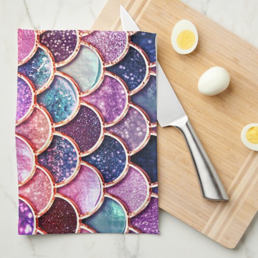 Linge De Cuisine Balances de Parties scintillant de sirène rose - B (Quart Plié)