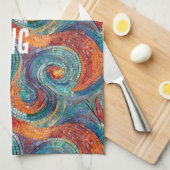 Linge De Cuisine Balayage bleu rouge orange (Quart Plié)