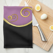 Linge De Cuisine Balayage noir violet avec initiale(s) (Quart Plié)