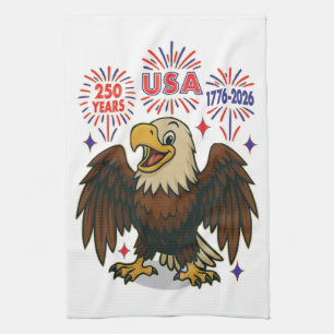 Linge De Cuisine Bald Eagle avec Fireworks - USA 250 ans 1776-2026