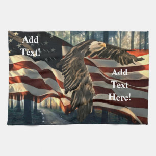 Linge De Cuisine Bald Eagle Drapeau américain Pays Road Cuisine Tow