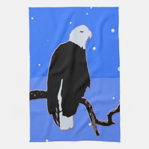 Linge De Cuisine Bald Eagle en hiver - Art original de la faune