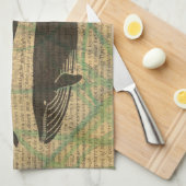 Linge De Cuisine Baleine antique Vie marine (Quart Plié)