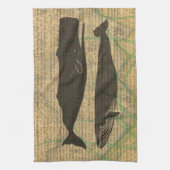 Linge De Cuisine Baleine antique Vie marine (Vertical)