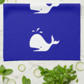 Linge De Cuisine Baleine blanche sur bleu (Plié)